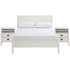 Beds & Headboards-Kirkland's Home Rustic Pine Panel 3-Pc. Full Bedroom Set White