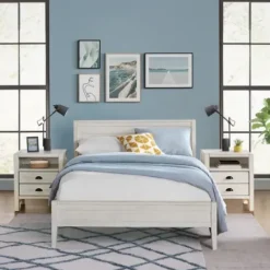 Beds & Headboards-Kirkland's Home Rustic Pine Panel 3-Pc. Full Bedroom Set White