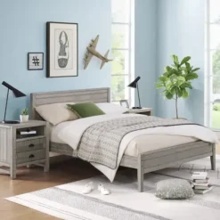 Beds & Headboards-Kirkland's Home Rustic Pine Panel 3-Pc. Full Bedroom Set Gray