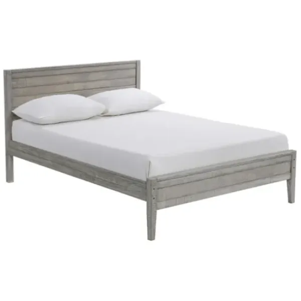 Beds & Headboards-Kirkland's Home Rustic Pine Panel 3-Pc. Full Bedroom Set Gray