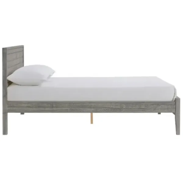 Beds & Headboards-Kirkland's Home Rustic Pine Panel 3-Pc. Full Bedroom Set Gray