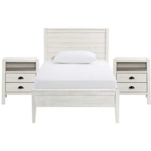 Beds & Headboards-Kirkland's Home Rustic Pine Panel 3-Pc. Twin Bedroom Set White