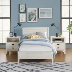 Beds & Headboards-Kirkland's Home Rustic Pine Panel 3-Pc. Twin Bedroom Set White