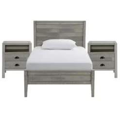 Beds & Headboards-Kirkland's Home Rustic Pine Panel 3-Pc. Twin Bedroom Set Gray