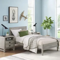 Beds & Headboards-Kirkland's Home Rustic Pine Panel 3-Pc. Twin Bedroom Set Gray