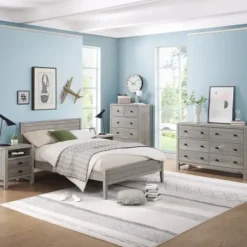 Beds & Headboards-Kirkland's Home Rustic Smoke Wood Panel Full Bed Frame Gray