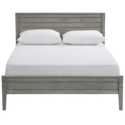 Beds & Headboards-Kirkland's Home Rustic Smoke Wood Panel Full Bed Frame Gray