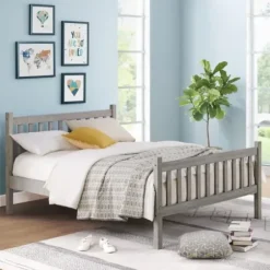 Beds & Headboards-Kirkland's Home Rustic Spindleback Full Bed Frame Gray