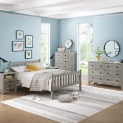 Beds & Headboards-Kirkland's Home Rustic Spindleback Full Bed Frame Gray