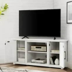 Tv Stands & Media Consoles-Kirkland's Home Rustic White Katy-Corner Tv Stand