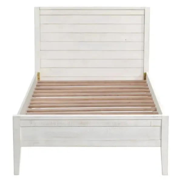 Beds & Headboards-Kirkland's Home Rustic White Pine Panel Twin Bed Frame