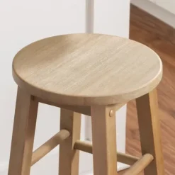 Bar Stools & Counter Height Stools-Kirkland's Home Rustic Wood Pub Classic Backless Counter Stool Brown