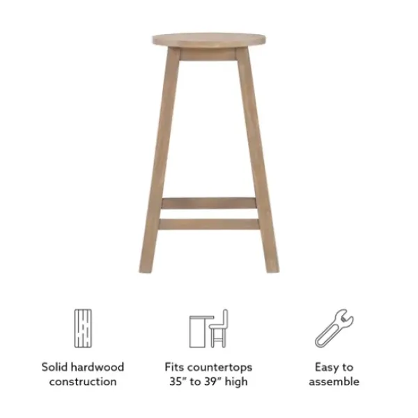 Bar Stools & Counter Height Stools-Kirkland's Home Rustic Wood Pub Classic Backless Counter Stool Brown