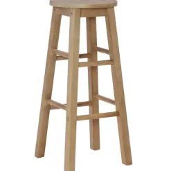 Bar Stools & Counter Height Stools-Kirkland's Home Rustic Wood Pub Classic Backless Bar Stool Tan