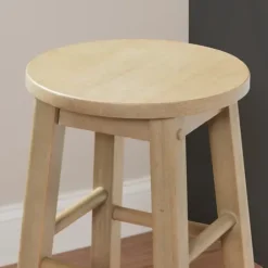 Bar Stools & Counter Height Stools-Kirkland's Home Rustic Wood Pub Classic Backless Bar Stool Tan