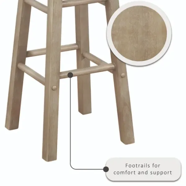 Bar Stools & Counter Height Stools-Kirkland's Home Rustic Wood Pub Classic Backless Bar Stool Tan