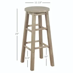 Bar Stools & Counter Height Stools-Kirkland's Home Rustic Wood Pub Classic Backless Bar Stool Tan