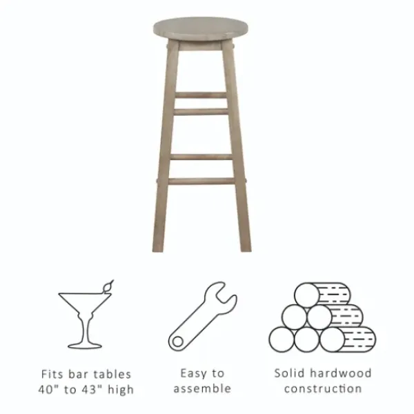 Bar Stools & Counter Height Stools-Kirkland's Home Rustic Wood Pub Classic Backless Bar Stool Tan
