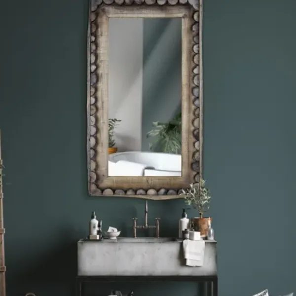 Decorative Mirrors-Kirkland's Home Rustic Wood Scalloped Edge Wall Mirror