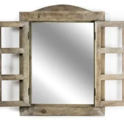 Decorative Mirrors-Kirkland's Home Rustic Wooden Dual Window Shutter Wall Mirror