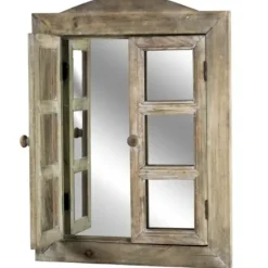 Decorative Mirrors-Kirkland's Home Rustic Wooden Dual Window Shutter Wall Mirror