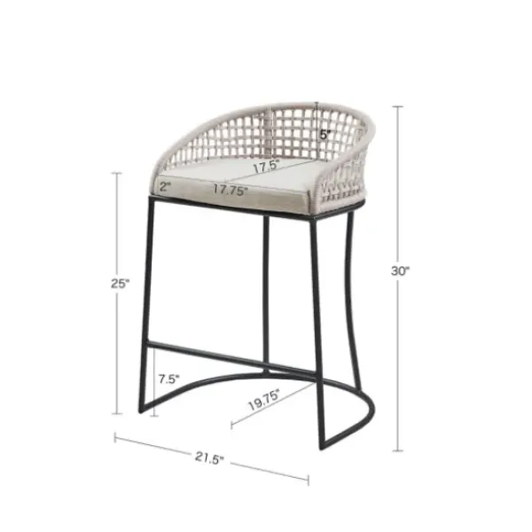Bar Stools & Counter Height Stools-Kirkland's Home Rustic Woven Rope Back Counter Stool White