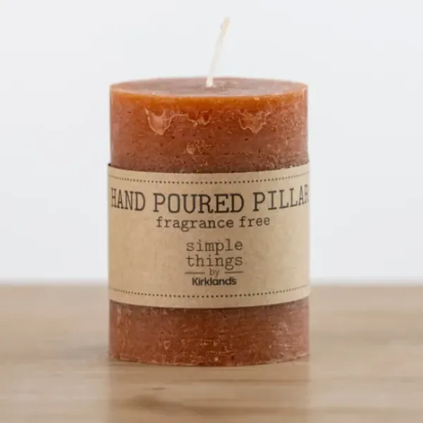 Candles-Kirkland's Home Rusty Unscented Pillar Candle, 3X4 In. Orange