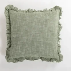 Pillows-Kirkland's Home Sage Chambray Ruffle Edge Pillow Green