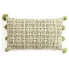 Pillows-Kirkland's Home Sage Embroidered Beauty Tasseled Lumbar Pillow Green