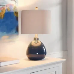 Table Lamps-Kirkland's Home Sailor Blue Ceramic Table Lamp Tan