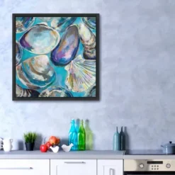 Framed Art-Kirkland's Home Salt Water Finds Framed Canvas Art Print Blue/White