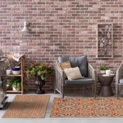 Outdoor Rugs-Kirkland's Home Sand Embellished Scroll Indoor/Outdoor Rug, 6X9 Tan/White