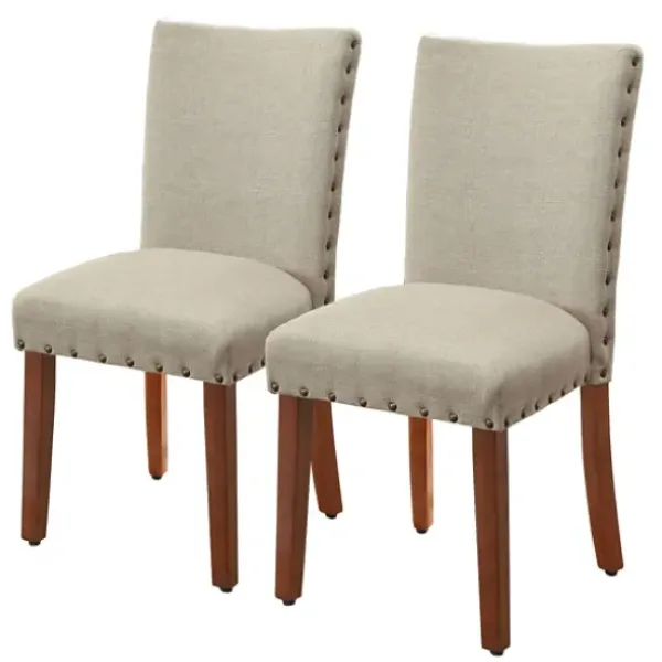 Dining Chairs-Kirkland's Home Sand Nailhead Parsons Dining Chairs, Set Of 2 Tan