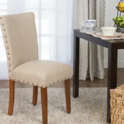 Dining Chairs-Kirkland's Home Sand Nailhead Parsons Dining Chairs, Set Of 2 Tan