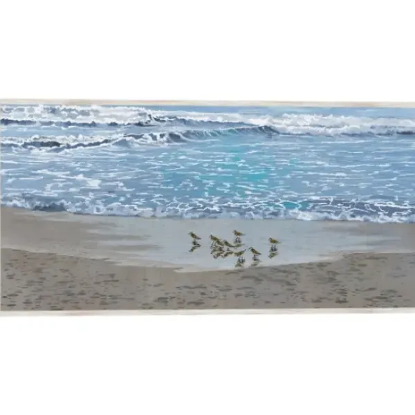 Framed Art-Kirkland's Home Sandpiper Morning Framed Canvas Art Print Blue/Brown