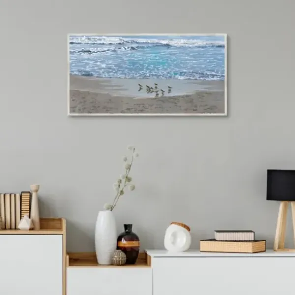 Framed Art-Kirkland's Home Sandpiper Morning Framed Canvas Art Print Blue/Brown