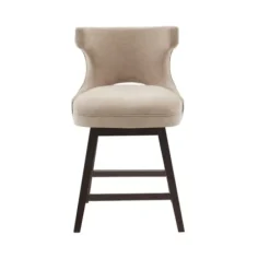 Bar Stools & Counter Height Stools-Kirkland's Home Sandy Beige Curve Back Swivel Counter Stool Tan