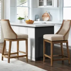 Bar Stools & Counter Height Stools-Kirkland's Home Sandy Beige Swivel 2-Pc. Square Counter Stool Set Tan