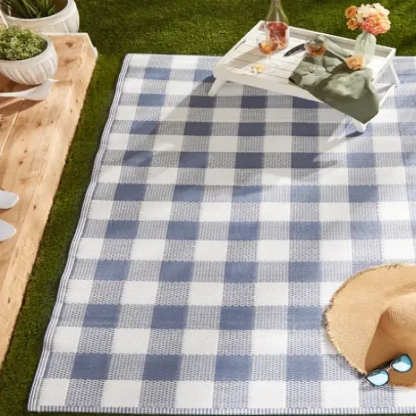 Outdoor Rugs-Kirkland's Home Sanford Gray Geometric Shapes Outdoor Rug, 5X8 Gray/White