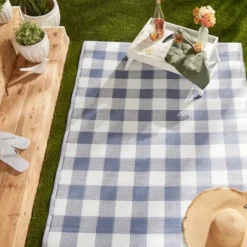 Outdoor Rugs-Kirkland's Home Sanford Gray Geometric Shapes Outdoor Rug, 5X8 Gray/White