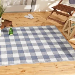 Outdoor Rugs-Kirkland's Home Sanford Gray Geometric Shapes Outdoor Rug, 5X8 Gray/White