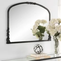 Decorative Mirrors-Kirkland's Home Satin Baroque Arched Wall Mirror Black