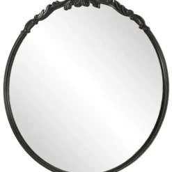 Decorative Mirrors-Kirkland's Home Satin Black Ornate Round Wall Mirror