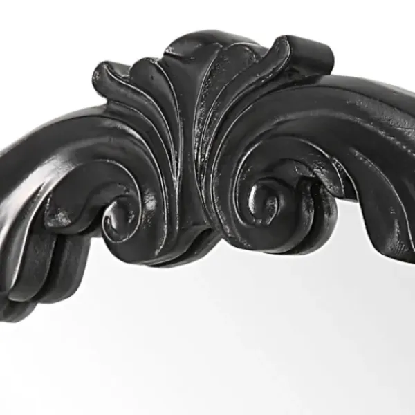 Decorative Mirrors-Kirkland's Home Satin Black Ornate Round Wall Mirror