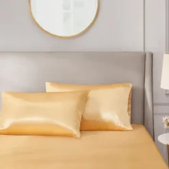 Bed Sheets-Kirkland's Home Satin King 2-Pc. Pillow Case Set Gold