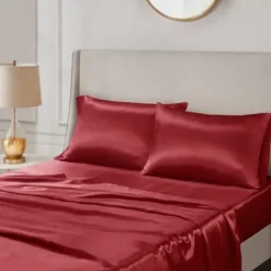 Bed Sheets-Kirkland's Home Satin King 2-Pc. Pillow Case Set Red