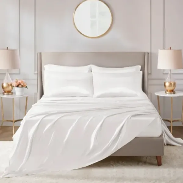 Bed Sheets-Kirkland's Home Satin 6-Pc. California King Sheet Set White