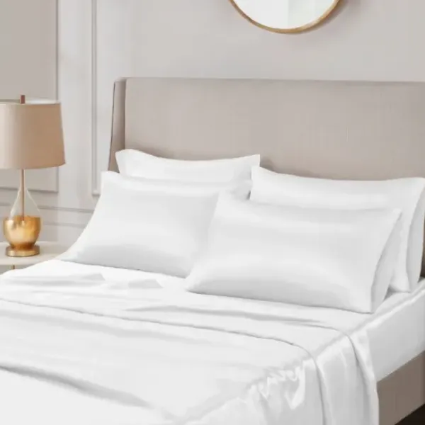 Bed Sheets-Kirkland's Home Satin 6-Pc. California King Sheet Set White