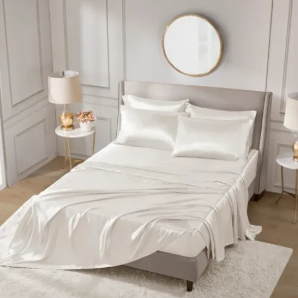 Bed Sheets-Kirkland's Home Satin 6-Pc. Full Sheet Set Ivory