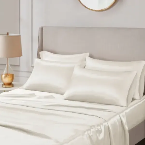 Bed Sheets-Kirkland's Home Satin 6-Pc. Full Sheet Set Ivory